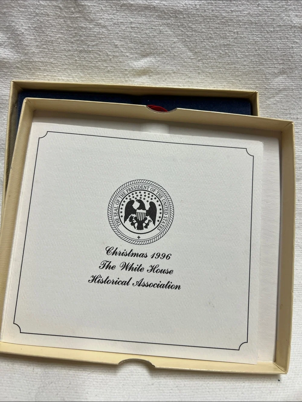 The White House Gold Presidential Seal Holiday Ornament - Gold & Red 1996